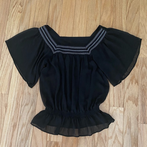 MUDD Black Sheer Blouse - Picture 2 of 6